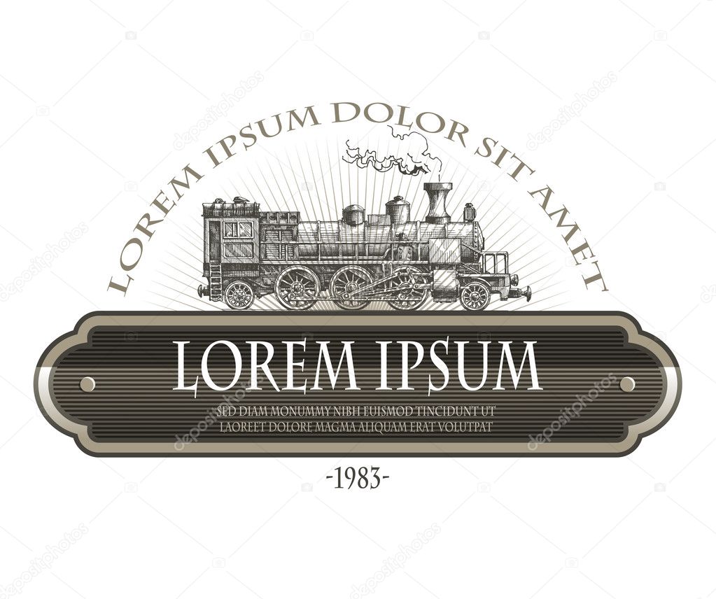 Vintage steam train. Vector format