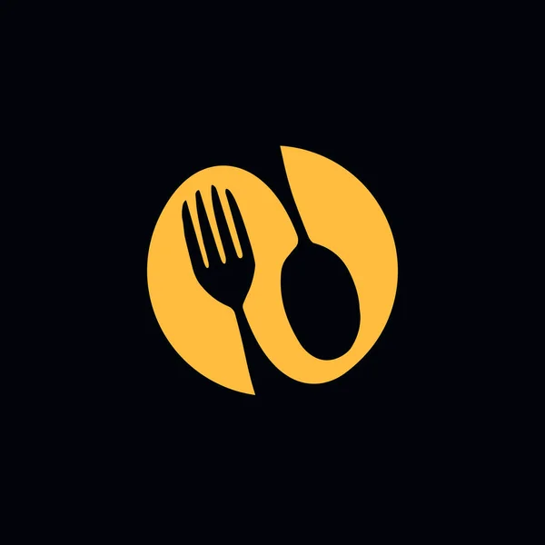 Yemek Logosu Kaşık Çatal Ikonu Kafe Restoran Sembolü Vektör Illüstrasyonu — Stok Vektör