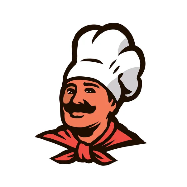 Λογότυπο Του Σεφ Στυλ Κινουμένων Σχεδίων Για Εικονογράφηση Διανυσμάτων Εστιατορίου — Διανυσματικό Αρχείο