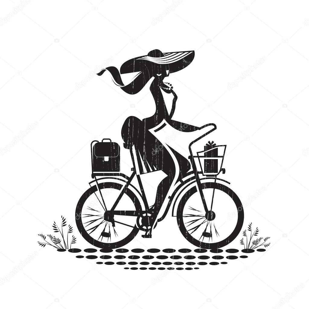 Girl on bike. Vector format
