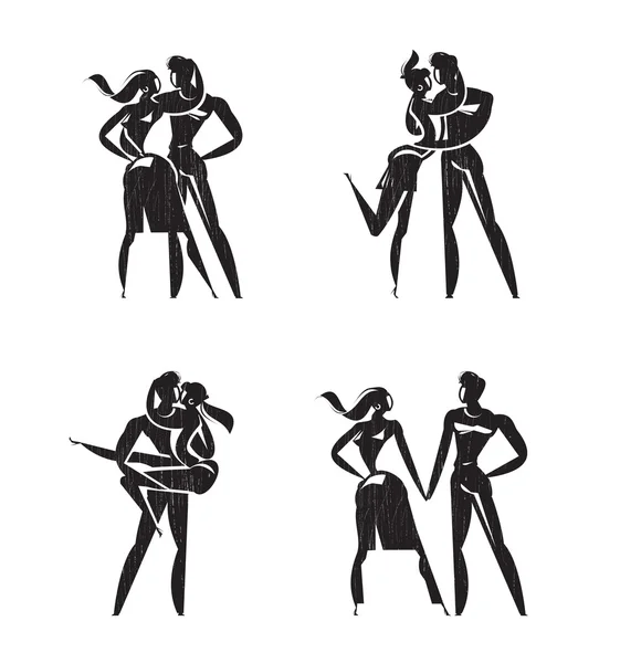 Amantes. Iconos. Formato vectorial — Vector de stock