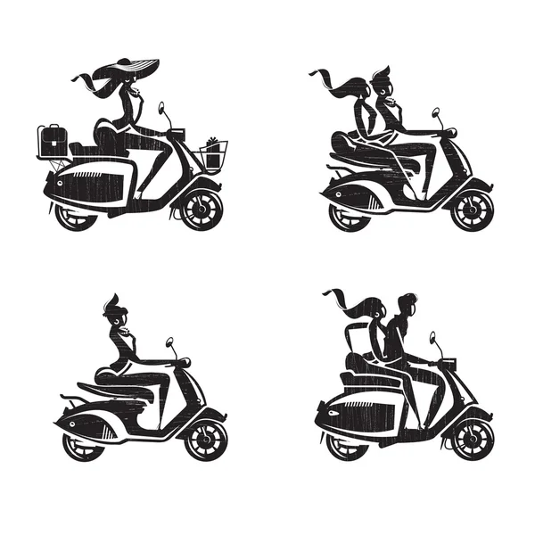 Ícones de scooter. Formato vetorial — Vetor de Stock