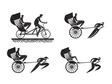 rickshaw εικονίδια. διανυσματική μορφή