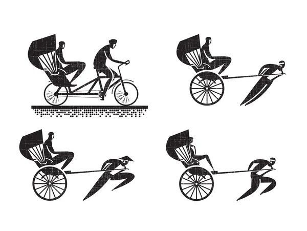 Rickshaw εικονίδια. διανυσματική μορφή — Stok Vektör