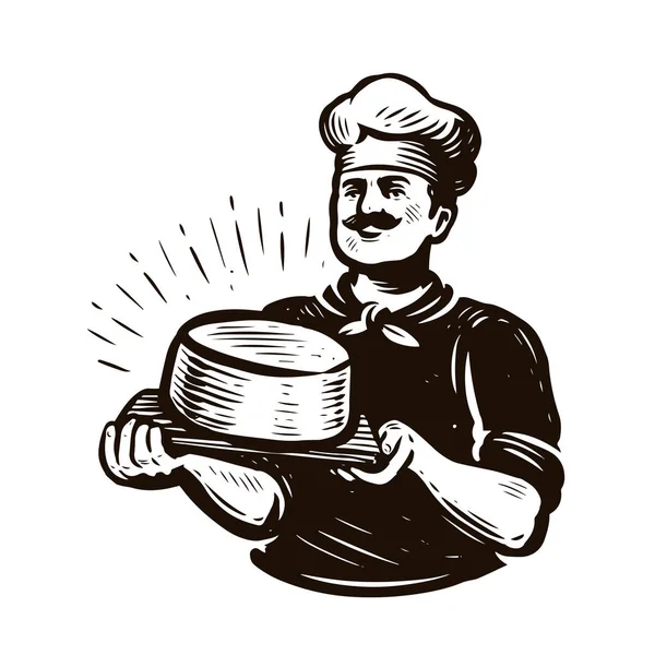Chef Con Bandeja Cocina Concepto Alimentos Vector Ilustración — Archivo Imágenes Vectoriales
