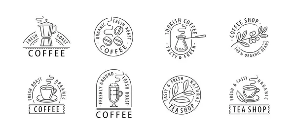 Coffee Set Labels Design Elements Restaurant Menu Cafe Vector Illustration — Stock Vector