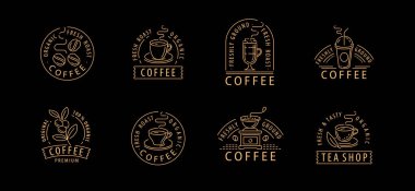 Kahve etiketi. Restoran veya kafe menüsü rozetleri