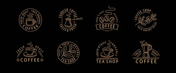 Набір Логотипу Coffee Шаблон Значка Прикраси Меню Ресторану Кафе Упаковки — стоковий вектор
