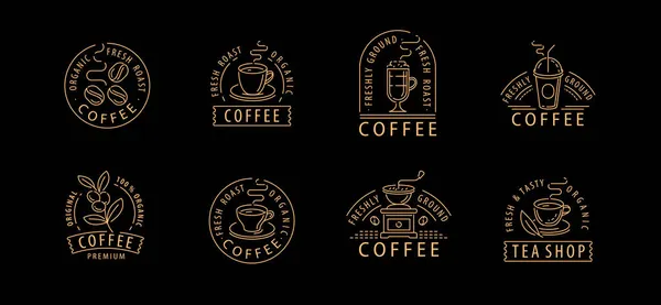 Koffie Label Set Badges Voor Restaurant Cafe Menu — Stockvector