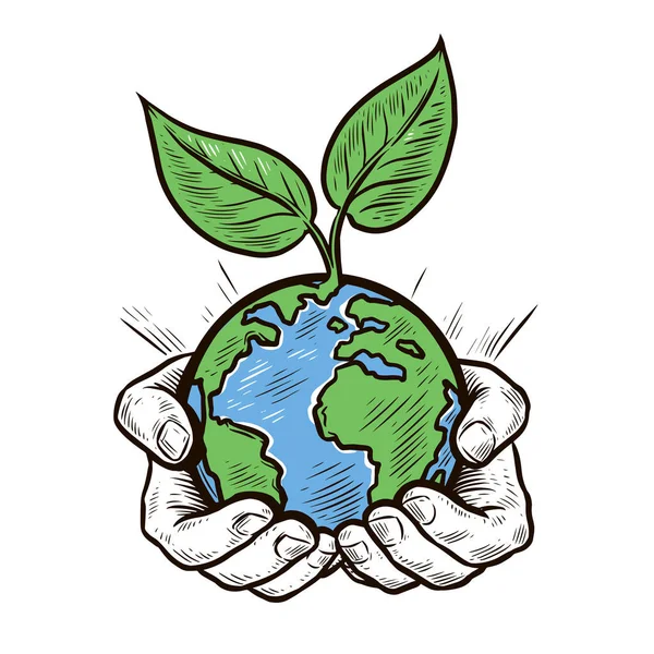 Caring Nature Environmental Protection Earth Day Ecology Environment Vector — Stock Vector