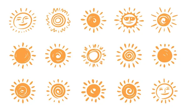 Sun Icons Summer Weather Climate Vector Illustration — Stock Vector