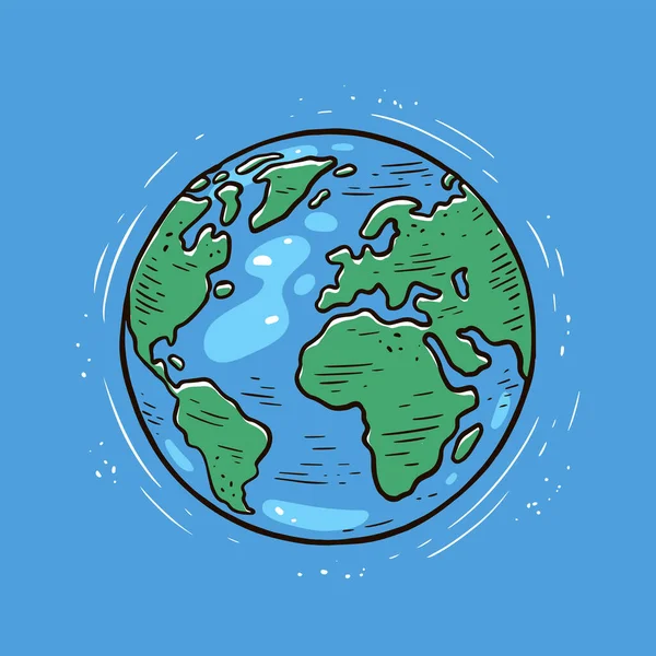 Planeta Tierra Mapa Del Mundo Globo Estilo Dibujos Animados Medio — Vector de stock