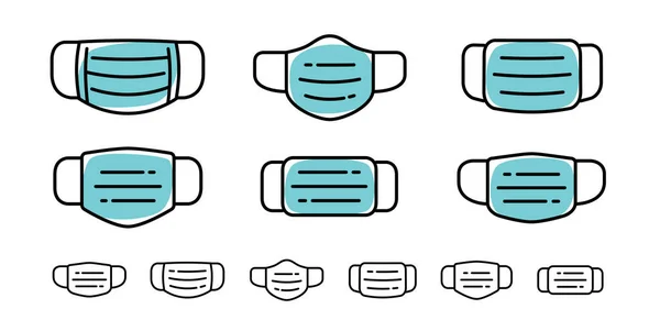 Mask Ikon Isolerad Kontur Virusskyddssymbol Andningsskydd Och Ansiktsmask Ppe — Stock vektor