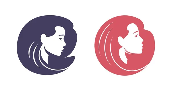 Векторний Абстрактний Логотип Жіночий Портрет Красиве Обличчя Жінки Емблема Салону — стоковий вектор