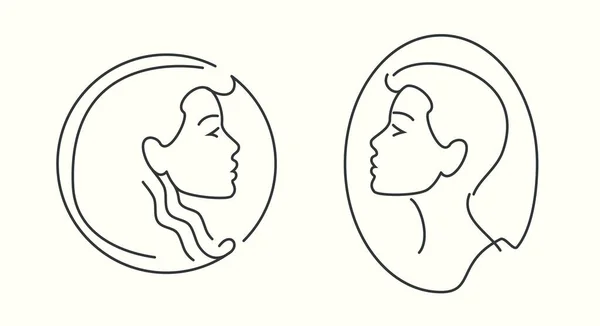 Logo Retrato Femenino Cara Mujer Hermosa Emblema Para Salón Belleza — Archivo Imágenes Vectoriales