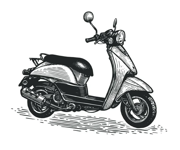 Uno Schizzo Scooter Ciclomotore Consegna Scooter Turismo — Vettoriale Stock