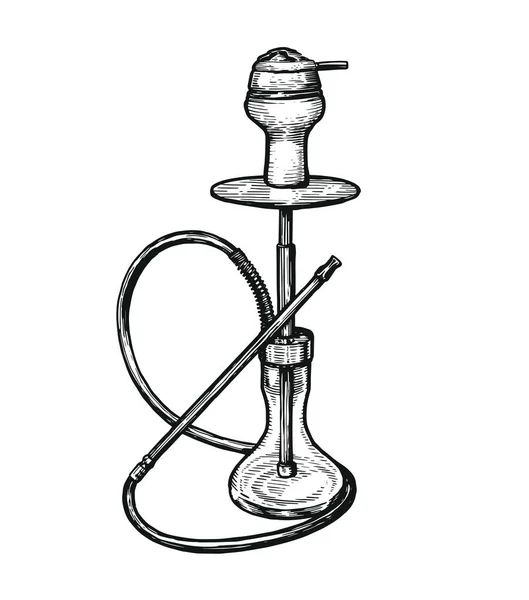 Nargile Eskizi Shisha Nargile Sembolü Buharlaştırma Tütün Aromalı Tütün Tüttürme — Stok Vektör