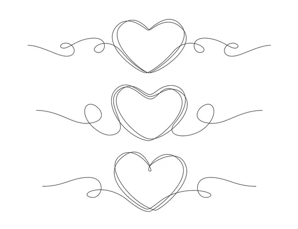 Heart Drawn One Line Wedding Love Concept Sketch Vector Illustration — Stockvektor