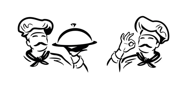 Silhouette Cuisinier Masculin Dans Logo Chapeau Chef Emblème Vintage Pour — Image vectorielle