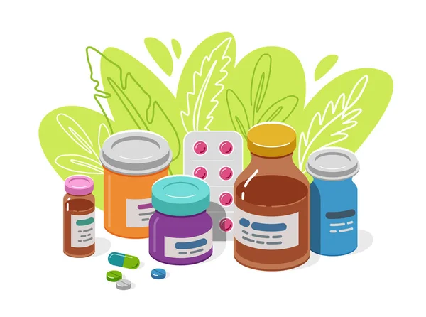 Medicinska Preparat Hälsotillskott Medicin Koncept Vektor Illustration — Stock vektor