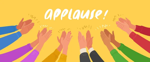 People Applauding Multinational Society Clapping Hands Audience Demonstrate Greeting Ovation — Stock Vector