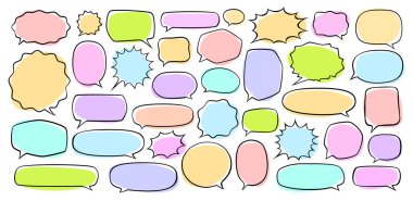 Renkli konuşma baloncukları ayarlandı. Boş vektör illüstrasyonu
