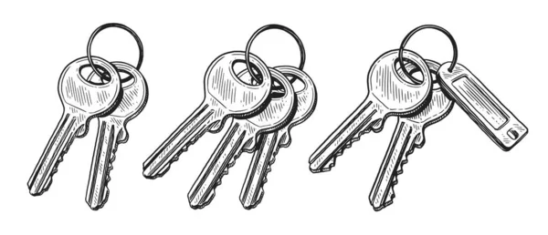 Keys Ring Vector Illustration Hand Drawn Sketch Style — ストックベクタ