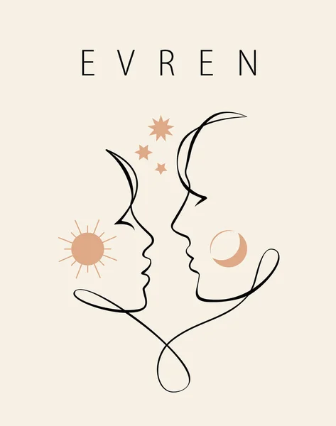 Love Continuous One Line Drawing Couple Kissing Cover Poster Design — Stock Vector