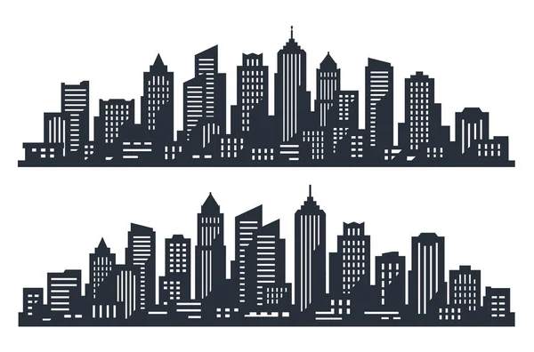 City Panorama Illustration Urban Landscape Skyline City Office Buildings Outline — стоковый вектор