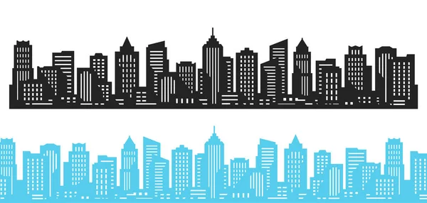 City Silhouette Horizontal City Landscape Seamless Downtown Landscape High Skyscrapers — Vector de stock