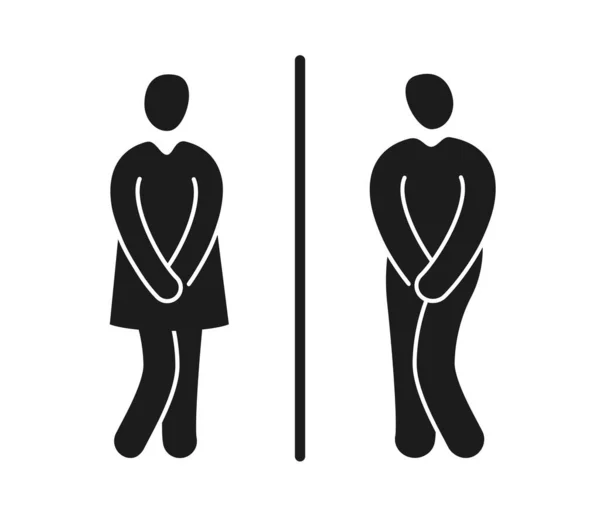 Funny Restroom Signs Man Woman Symbols Vector Isolated White — Stok Vektör