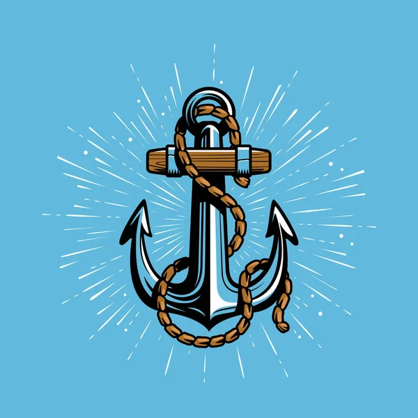 Anchor Rope Symbol Sea Navigation Symbol Nautical Concept Vector Illustration — Stok Vektör