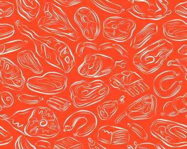 Et pürüzsüz desen. Barbekü ya da ızgara yemek konsepti. Vektör illüstrasyonu