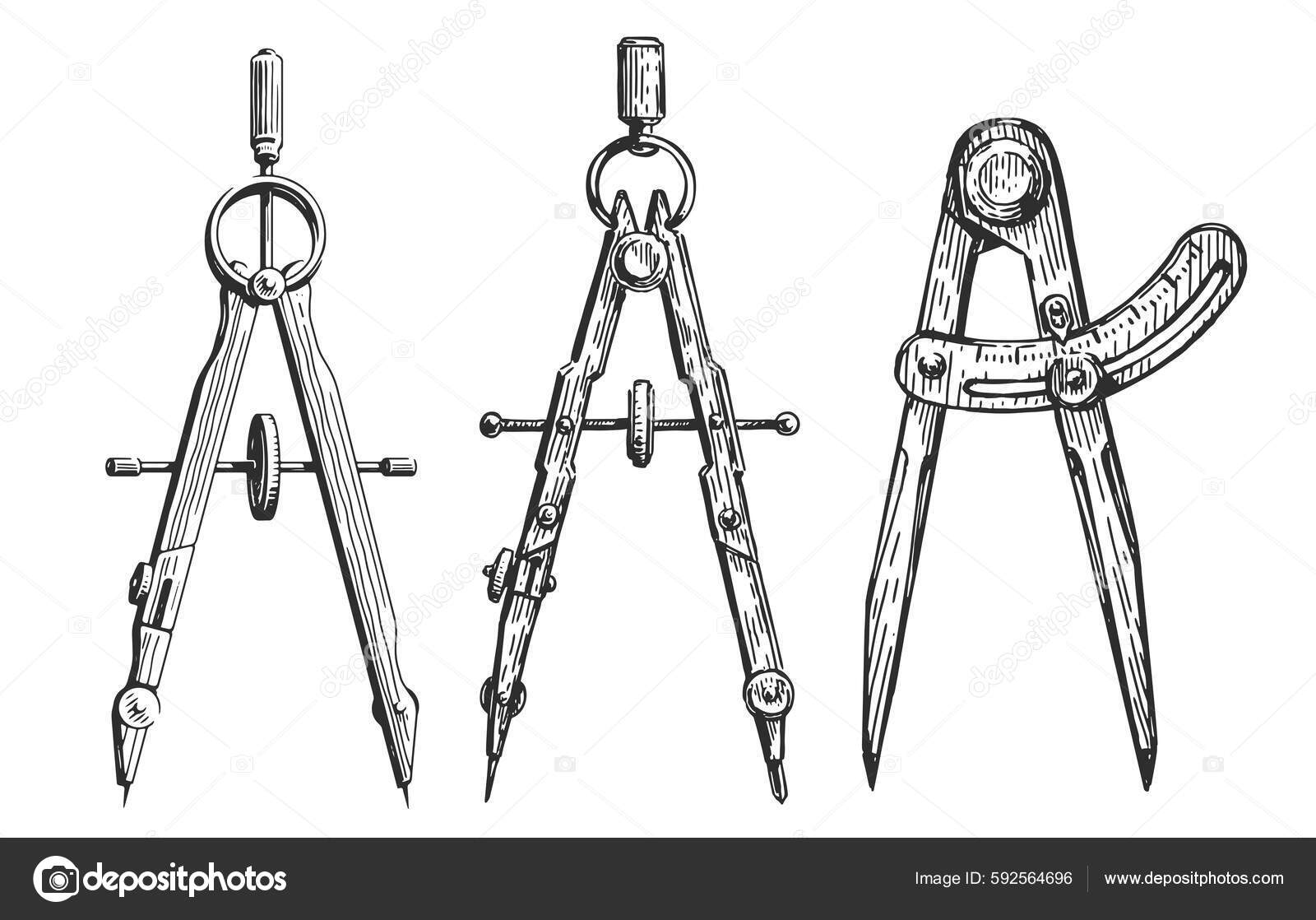 Drawing Compass,isolated on White Background Stock Photo - Image of draft,  compass: 112534358