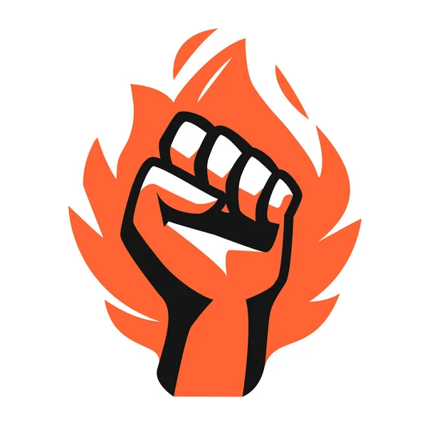 Fist Fire Emblem Isolated Hand Clenched Power Strength Icon Symbol — Vector de stock