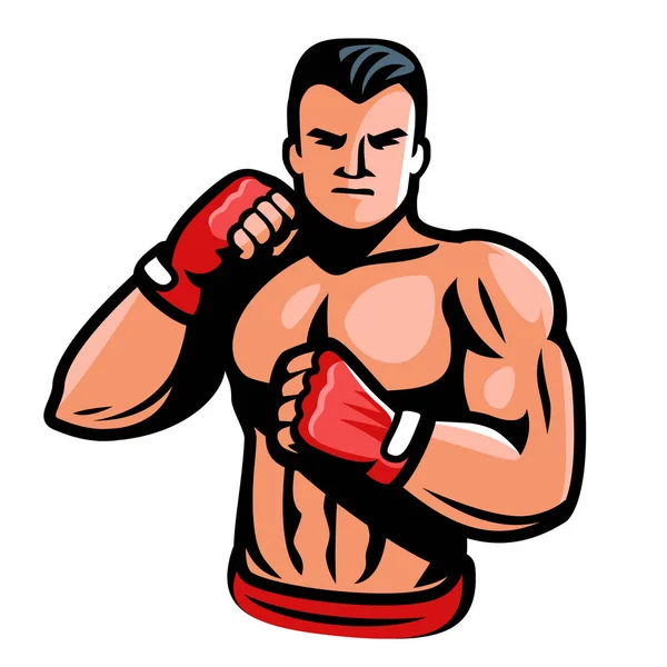 Fighter Boxer Gloved Fists Isolated Vector Fight Club Kickboxing Boxing — Stockvektor