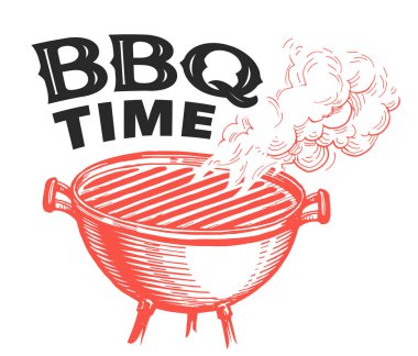  BBQ time. Barbecue party. Design template for menu restaurant or grill bar menu. Hand drawn sketch vector illustration