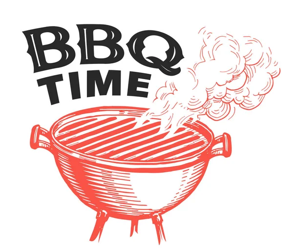 Bbq Time Barbecue Party Design Template Menu Restaurant Grill Bar — Stok Vektör