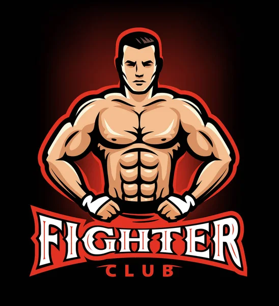 Mma Muscular Fighter Boxing Gloves Fight Club Logo Mixed Martial — Stockvektor