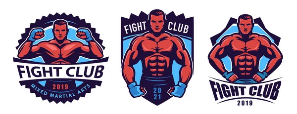 Mma Fighter Mascot Fight Club Emblem Label Sports Mixed Martial — 스톡 벡터