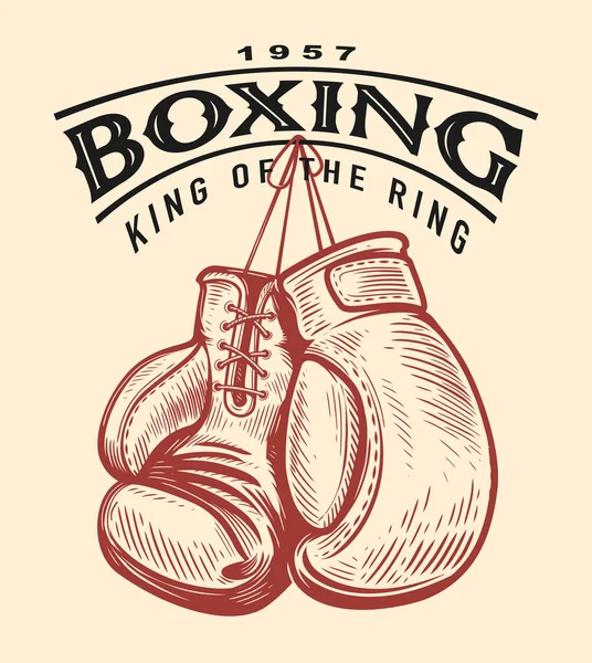 Boxing Gloves Sketch Boxing Sport Retro Emblem Hand Drawn Vector — Stockvektor