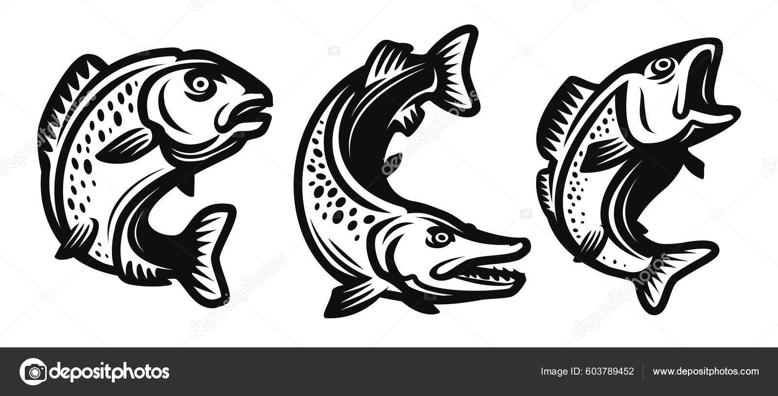 Flounder Fish Crossed Fishing Hooks Design Stock Vector (Royalty