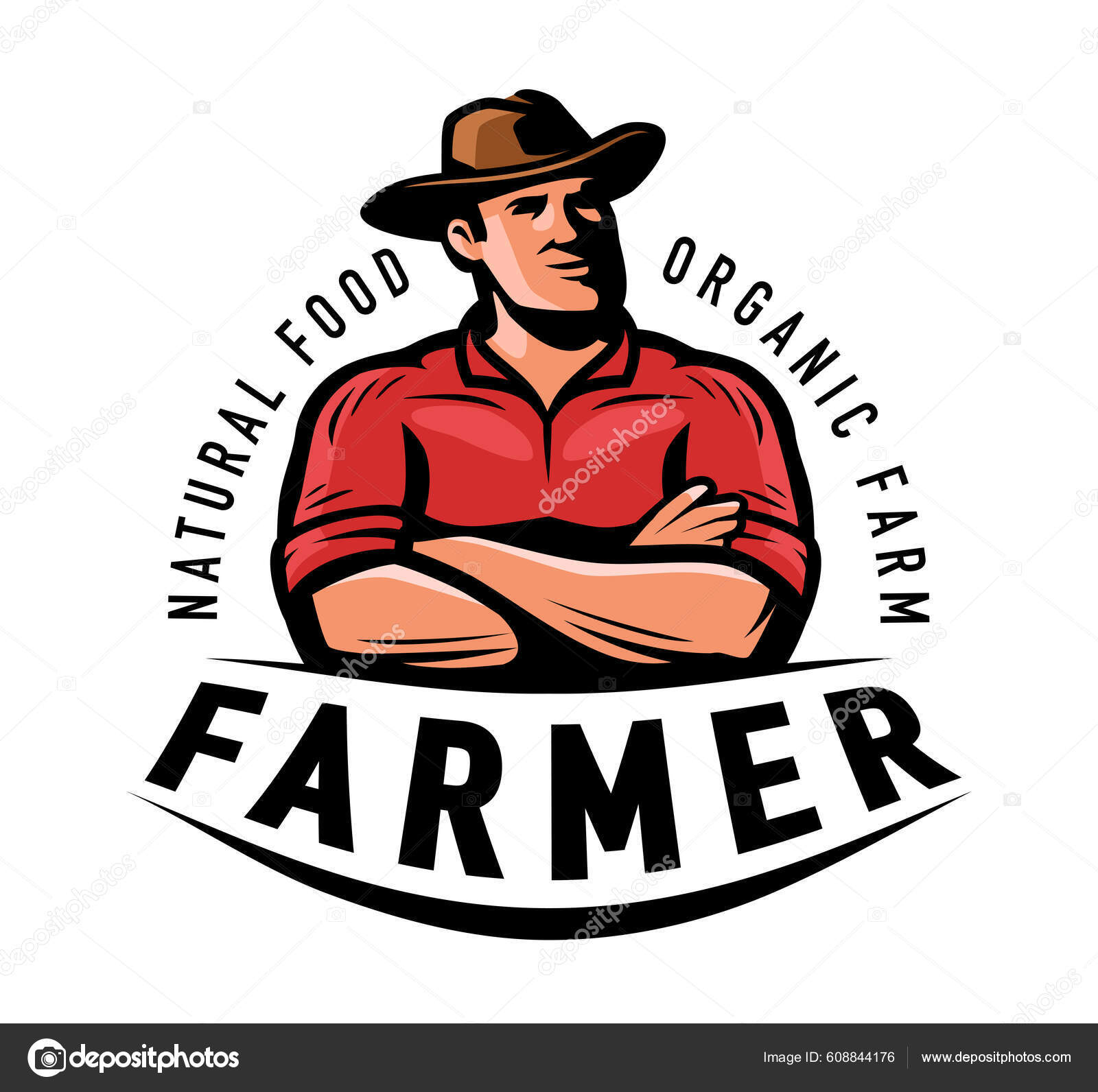 Seorang Petani Dengan Logo Topi Peternakan Pertanian Simbol Pertanian  Ilustrasi Vektor Stok oleh ©sergeypykhonin 608844176, image size:1600x1592