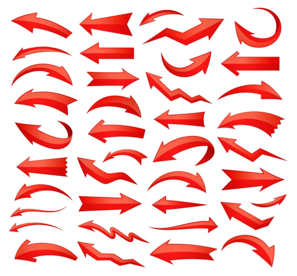 Czerwone Strzałki Zestaw Ikon Lub Znaków Elementy Projektowe Kolekcji Projektowania — Wektor stockowy