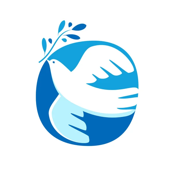 Dove Olive Branch Logo Emblem Symbol Peace Freedom Vector Bird — Stock Vector