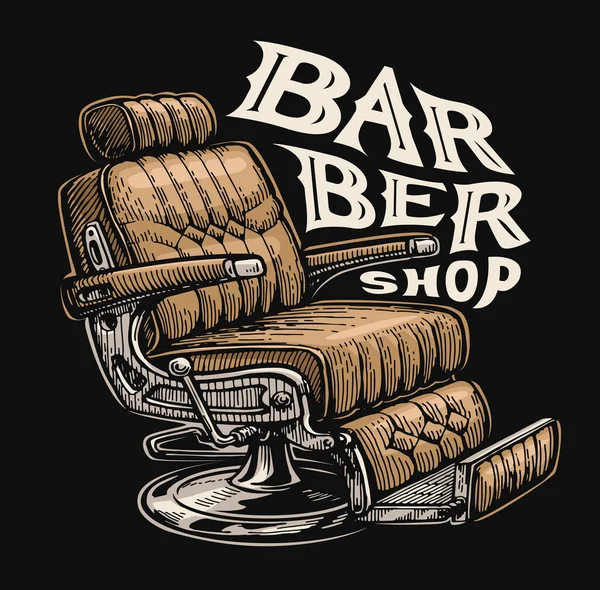 Cadeira Barbeiro Vintage Sinal Barbearia Emblema Cartaz Salão Beleza Masculino —  Vetores de Stock