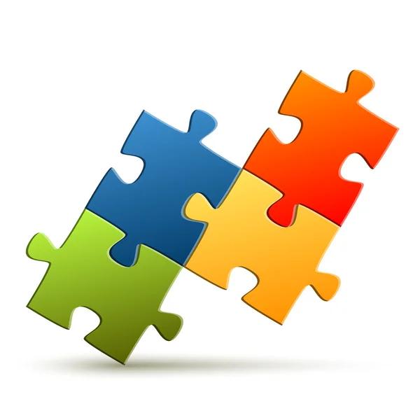 Puzzel - samengesteld vier delen — Stockvector