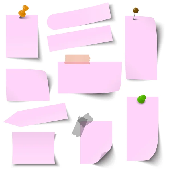 粉红色的纸质便笺的集合 — 图库矢量图片