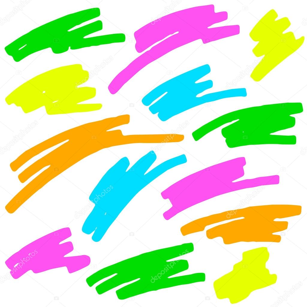 Colored markings of a highlighter pen
