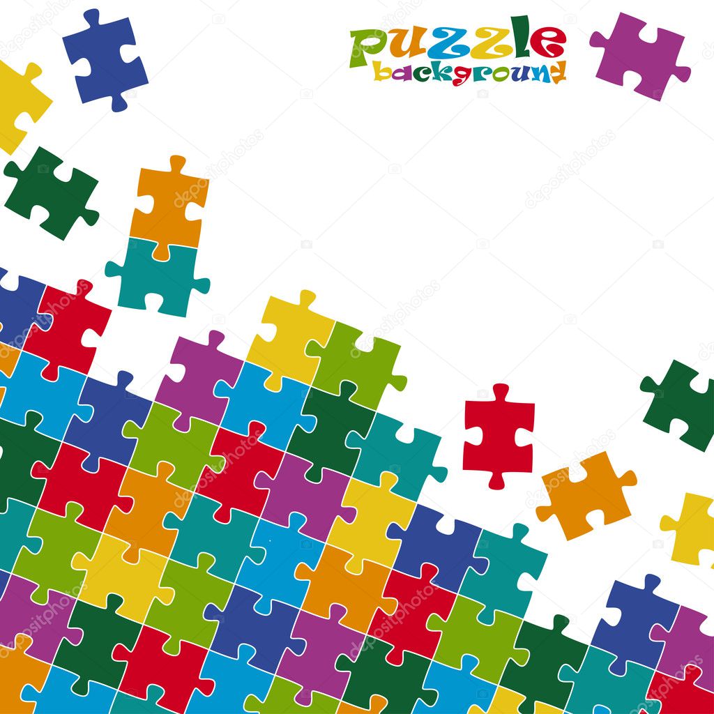Puzzle pieces background colored